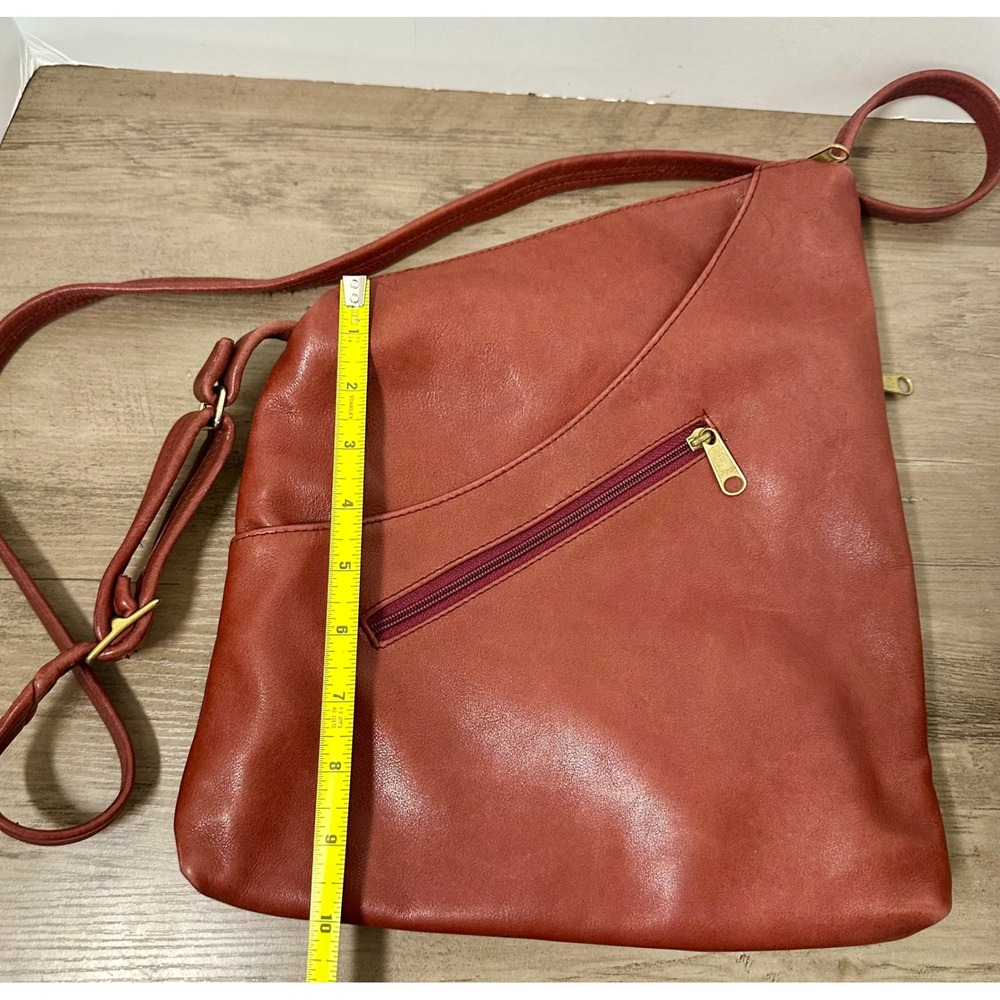 WASTED‎ BELT SEATTLE Pink Leather Crossbody Bag Adjustable Strap Zipper Pockets - Picture 7 of 10